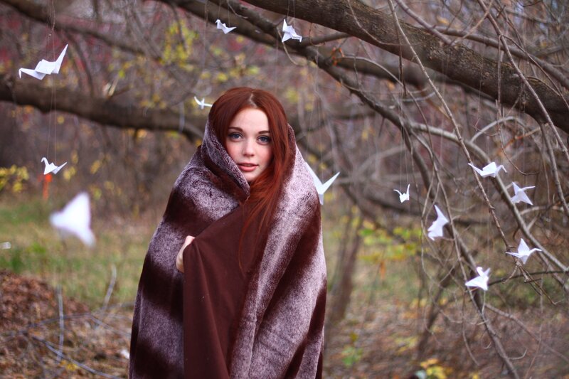 Woman Wrapped in Blanket — Brown