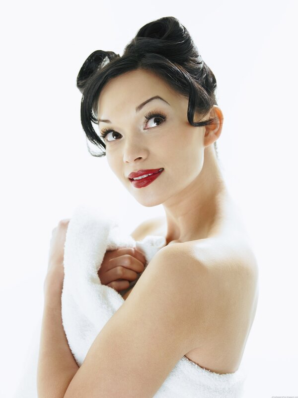 woman wrapped in towel