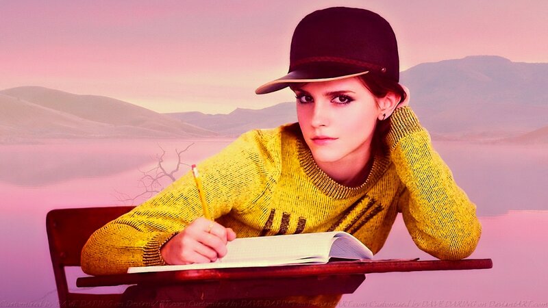 Woman Writing at Desk — Yellow, Contemplative