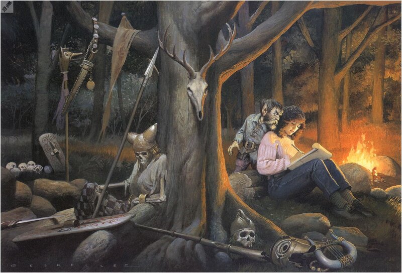 Woman Writing by Campfire