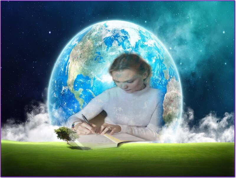 Woman Writing in Book