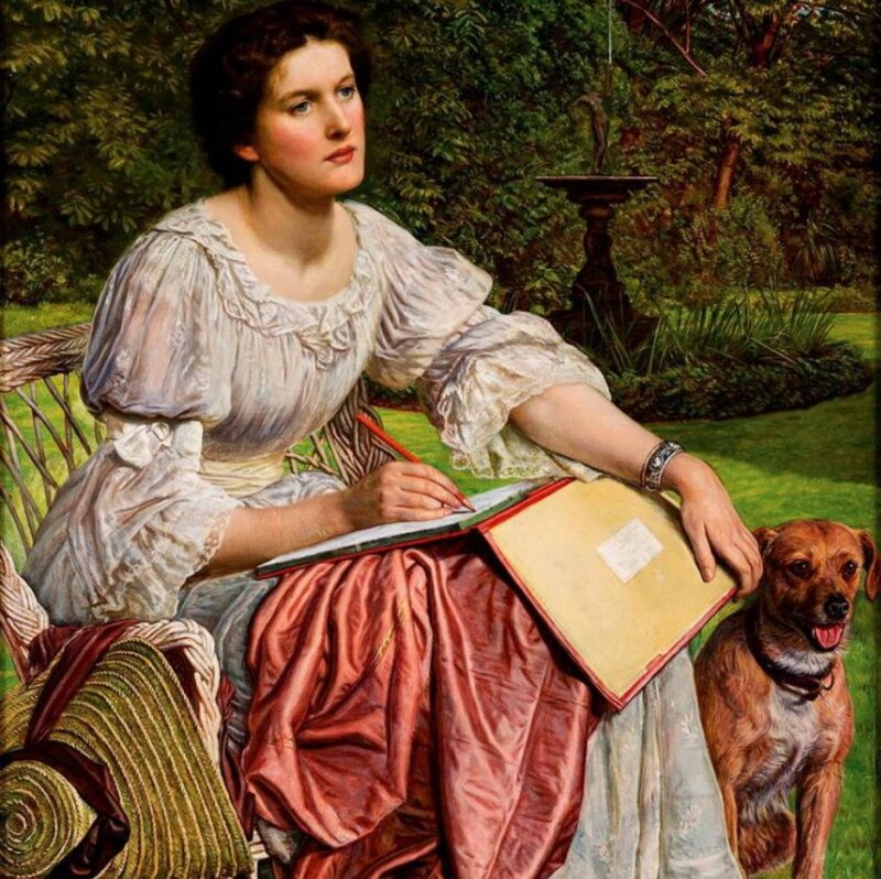 Woman Writing in Garden