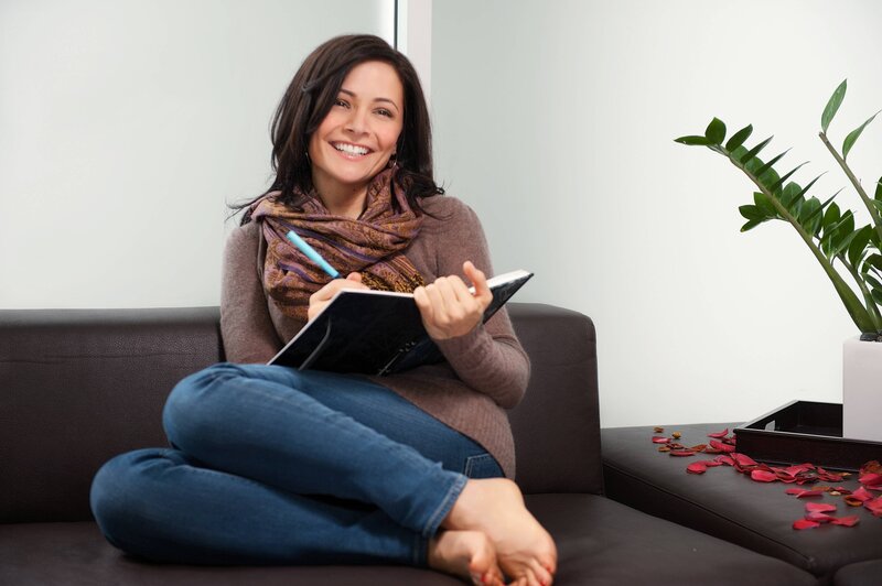 Woman Writing in Notebook — Brown, Relaxed