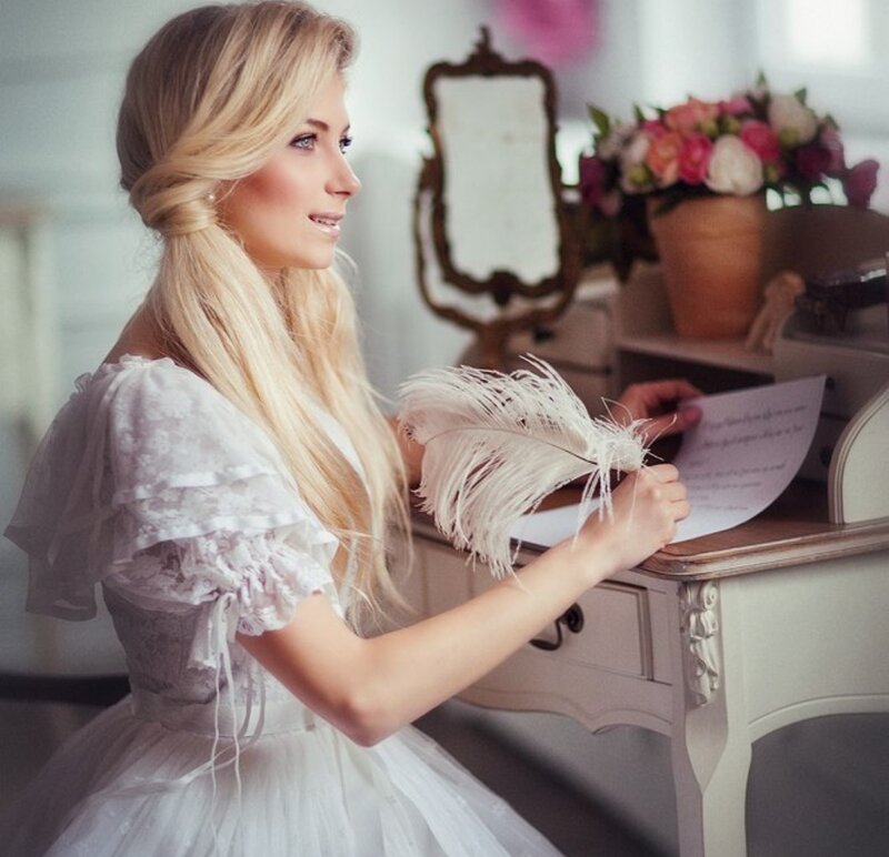 Woman Writing Letter — White
