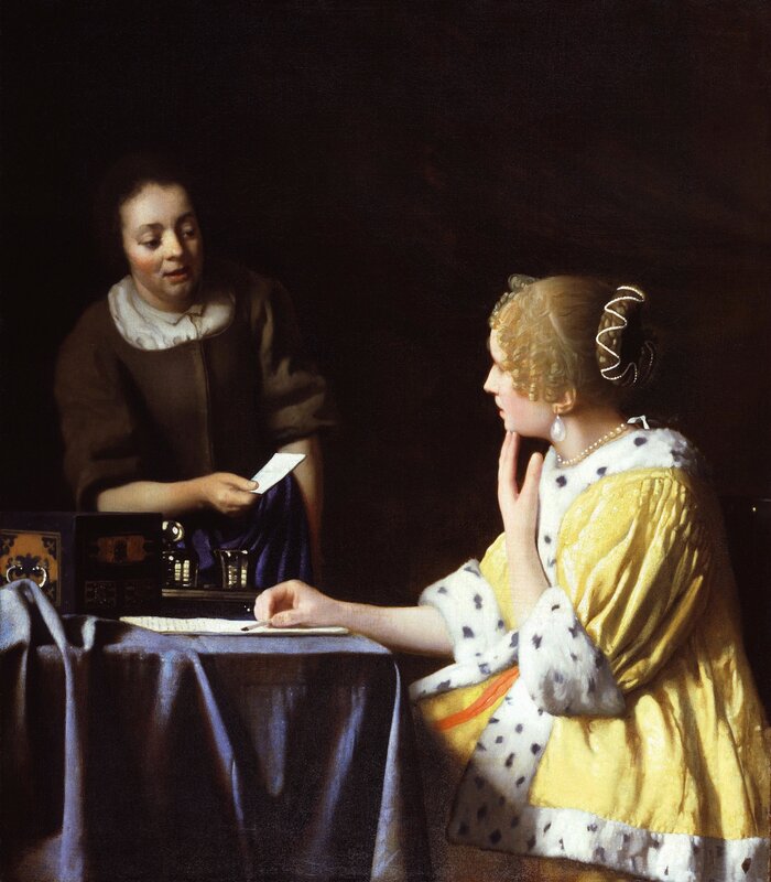 Woman Writing Letter — Yellow