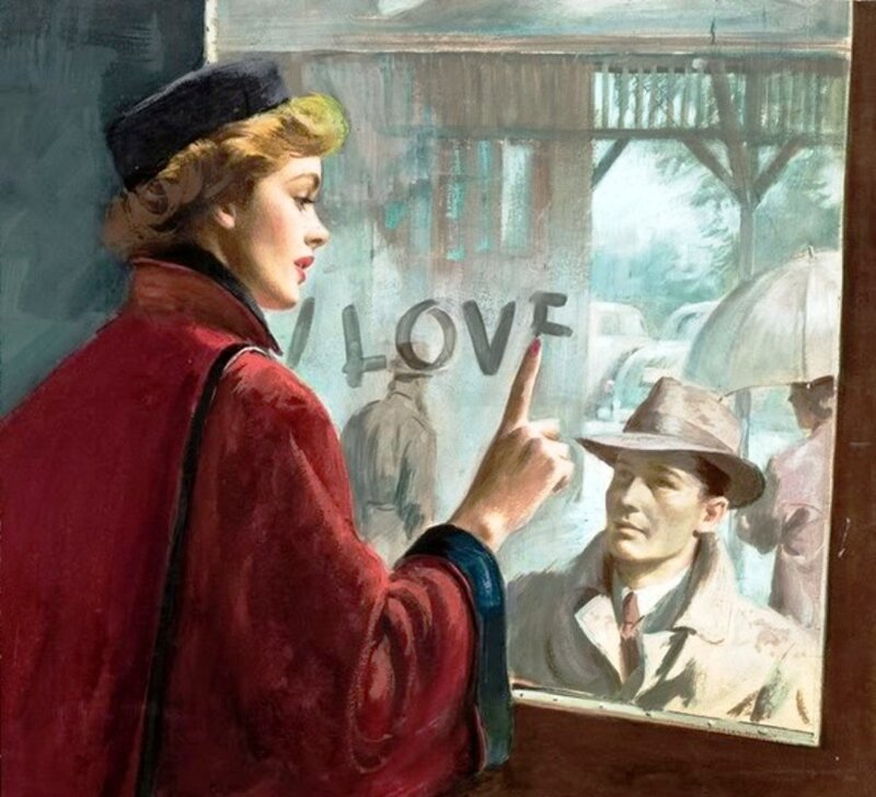 Woman Writing on Window