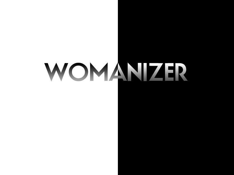 Womanizer logo on black and white background