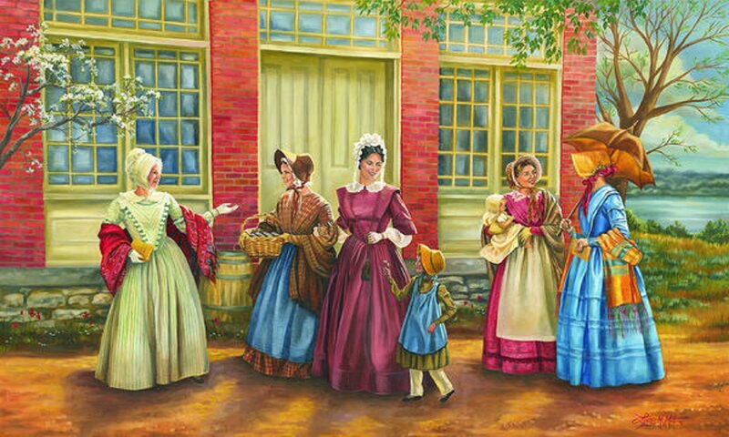 Women and Children Outside Building