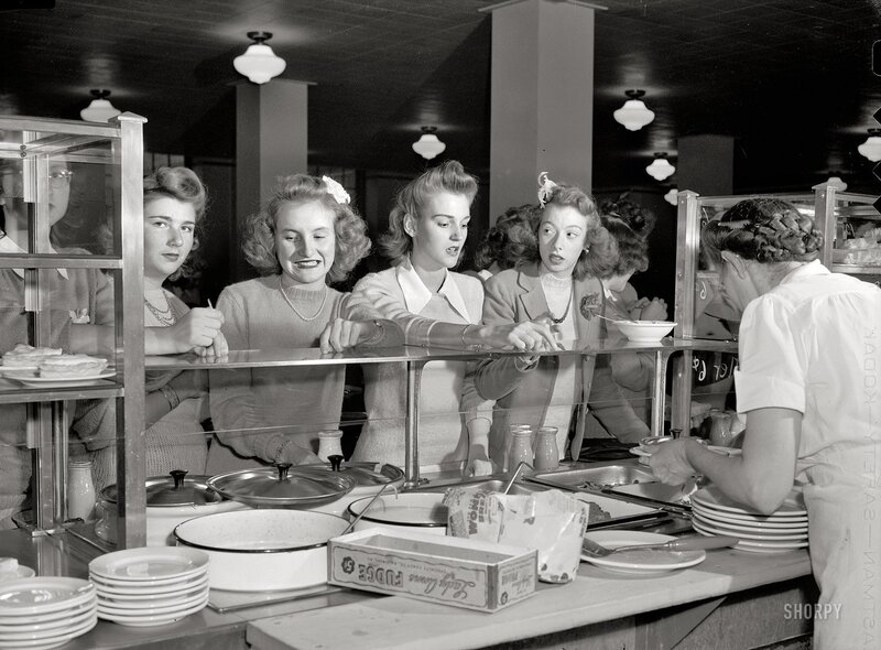 Women at a cafeteria counter
