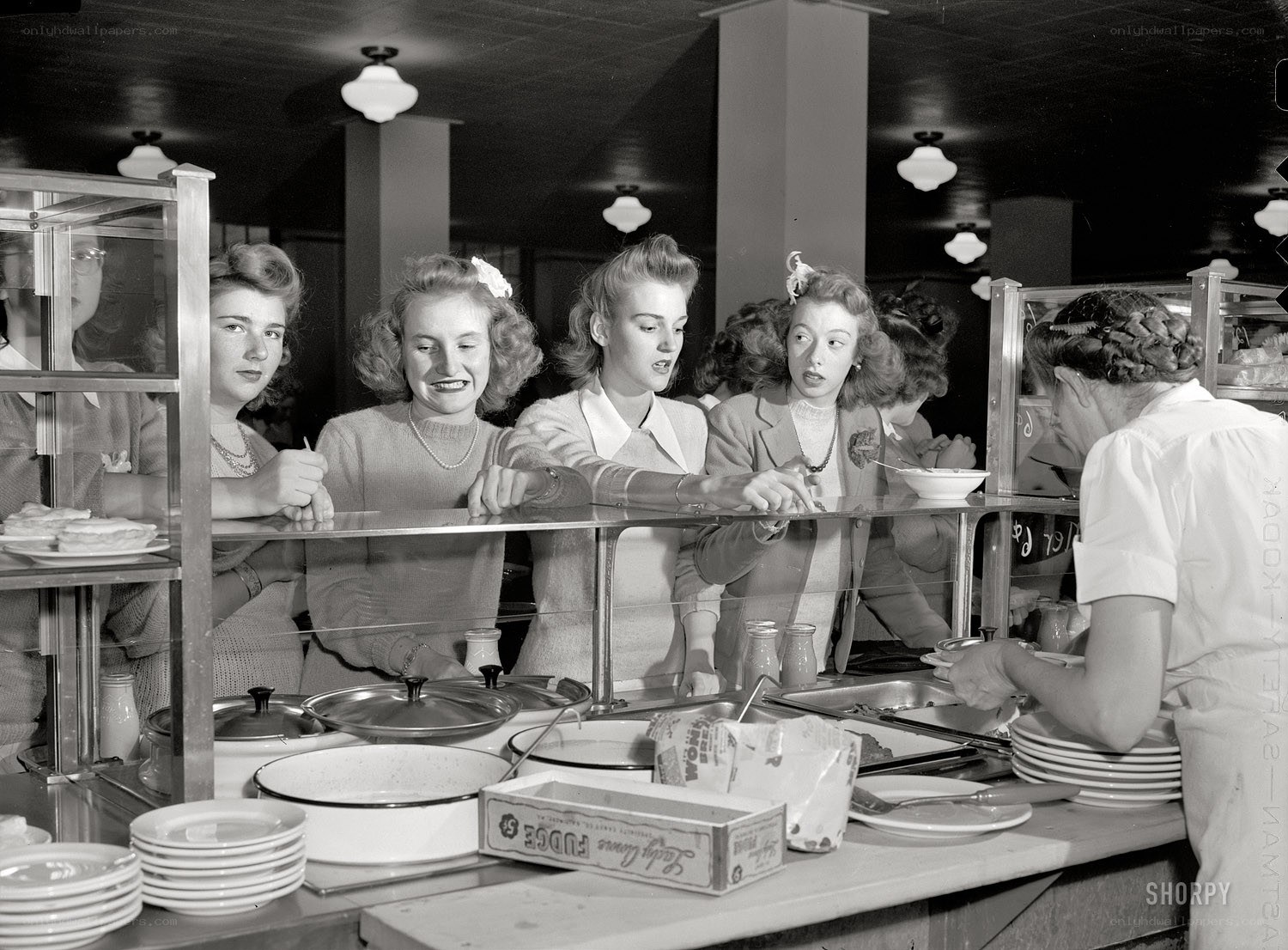 Women at a cafeteria counter