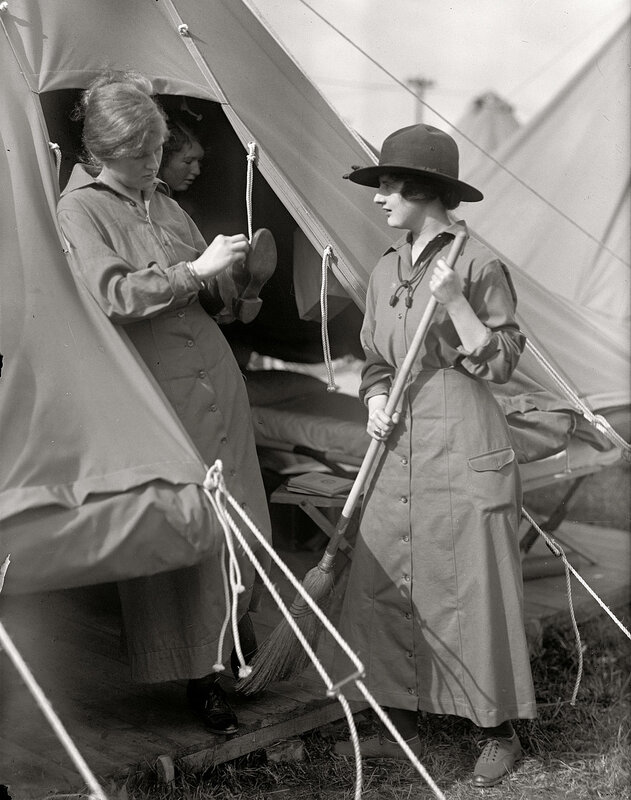 Women at a campsite