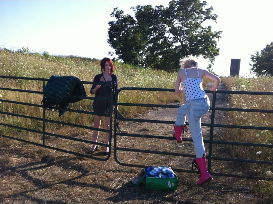 Women at a farm gate