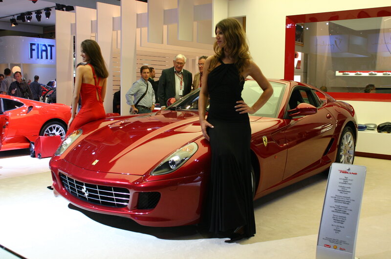 Women at a Ferrari car show
