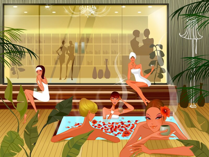 Women at a spa resort