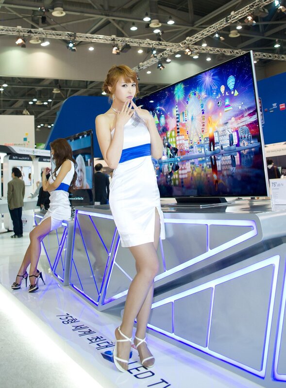 Women at a TV exhibition