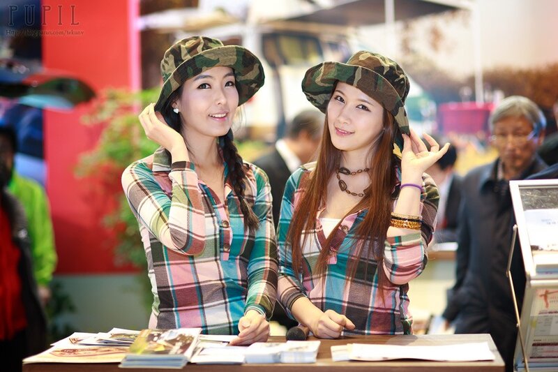 Women at an event booth