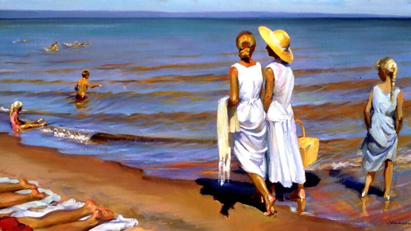 Women at the Beach — Blue