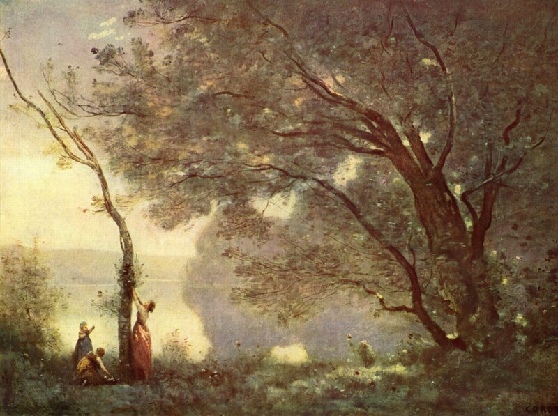Women by a tree near water