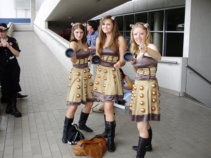 Women cosplaying as Daleks