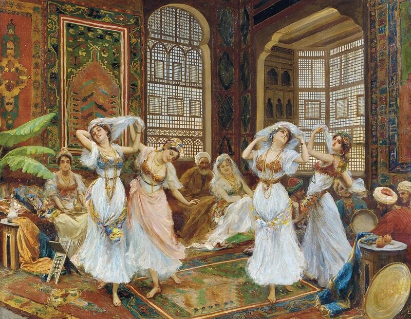 Women Dancing in Harem — White