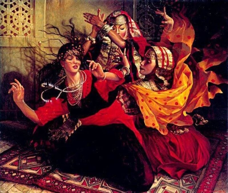 Women dancing in traditional attire