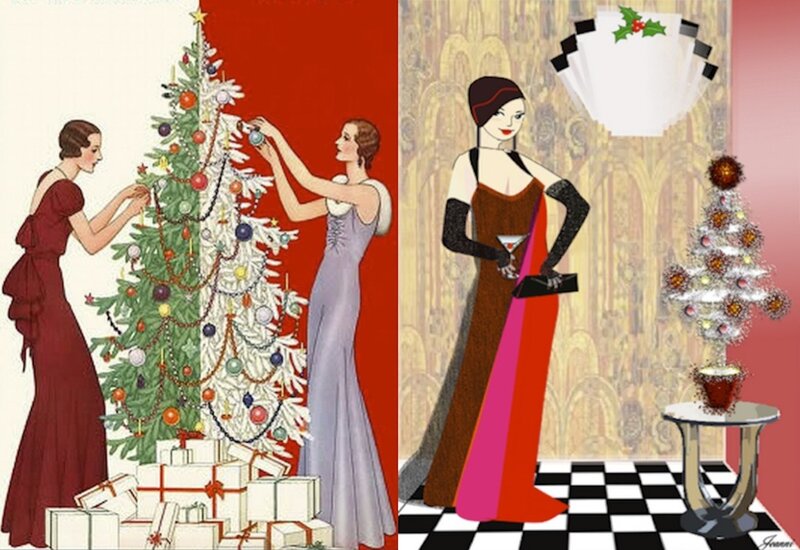 Women Decorating Christmas Tree