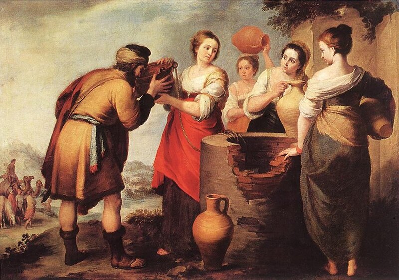 Women drawing water at a well