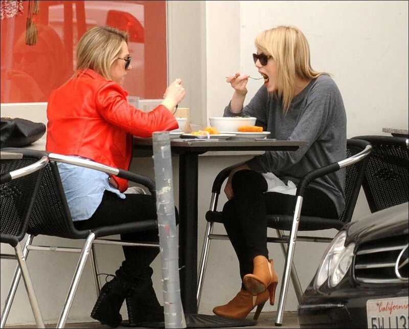 Women eating at outdoor table