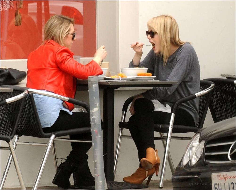 Women eating at outdoor table