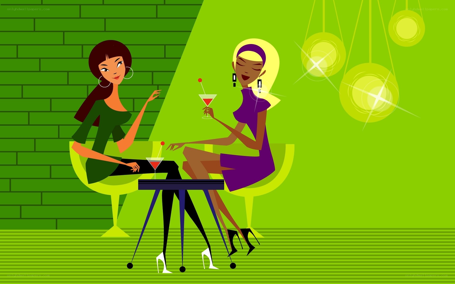 Women enjoying cocktails at a bar