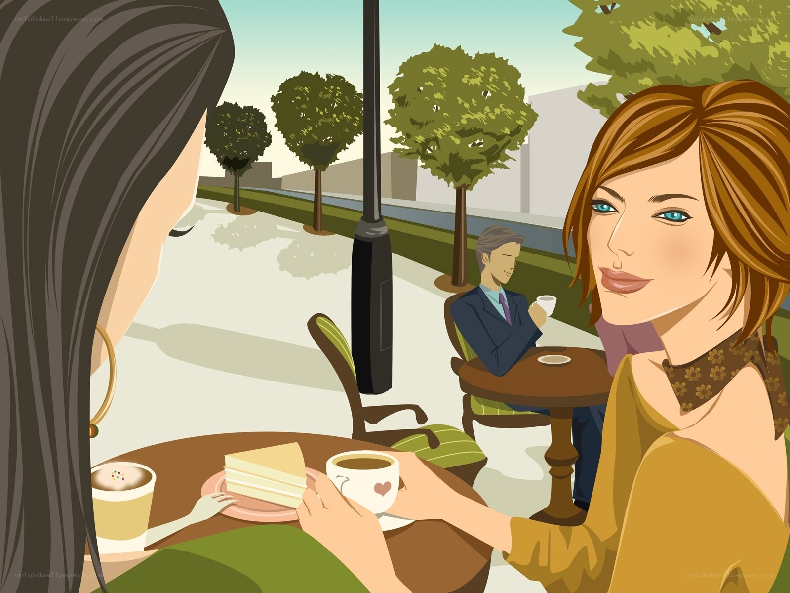 Women enjoying coffee outdoors