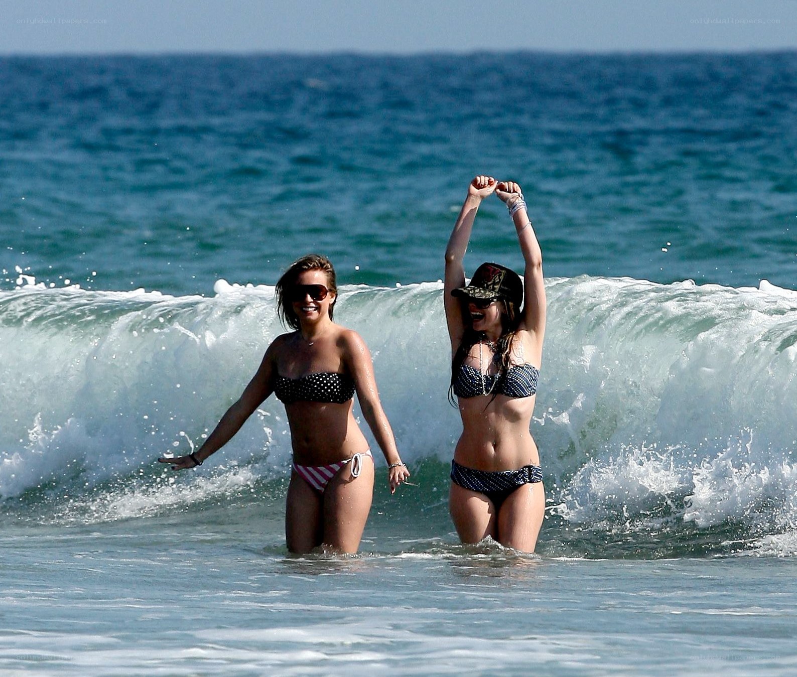 Women enjoying ocean waves