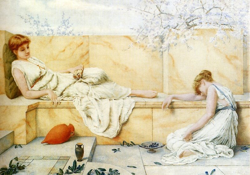 Women in a classical garden