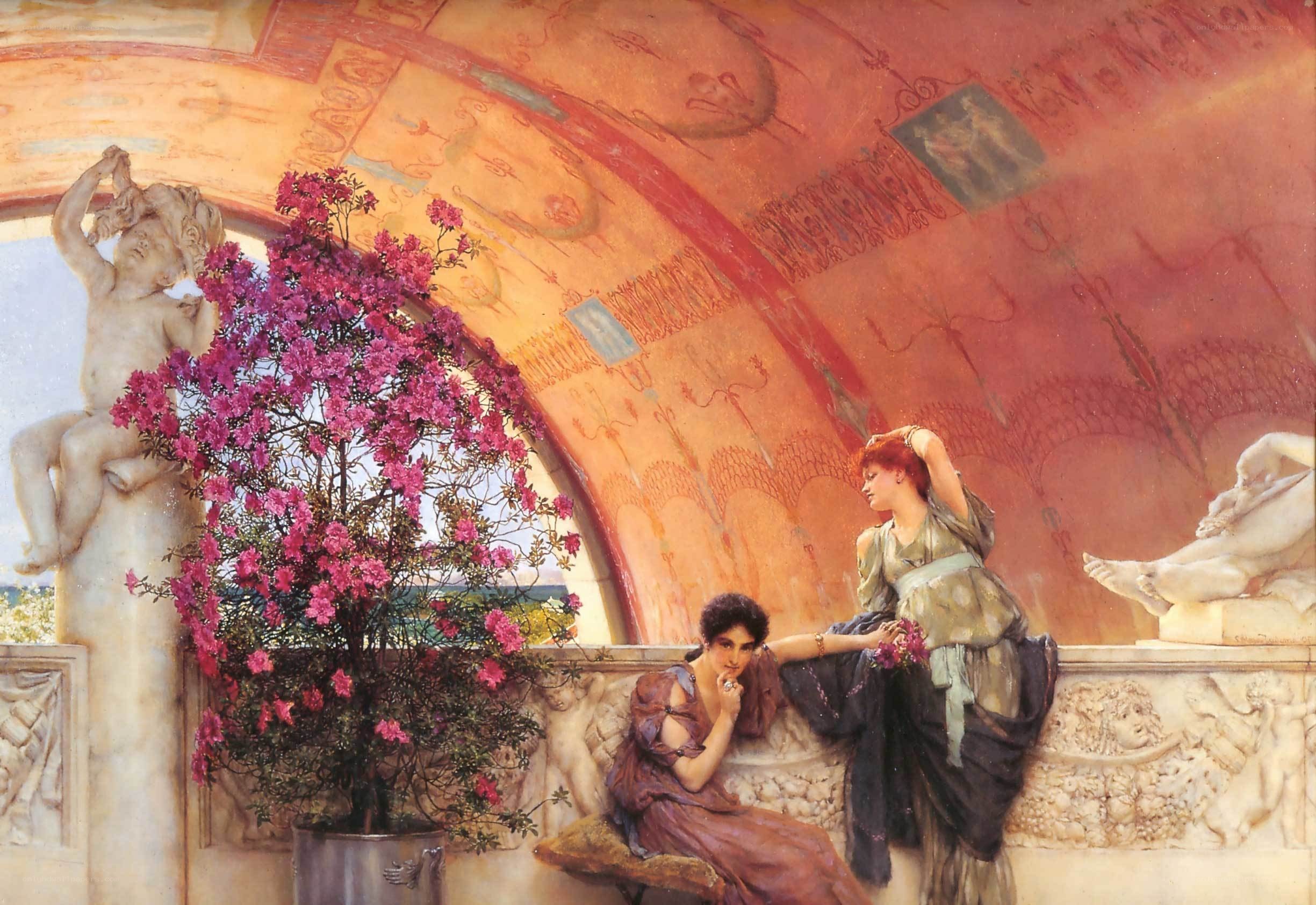 Women in a classical garden