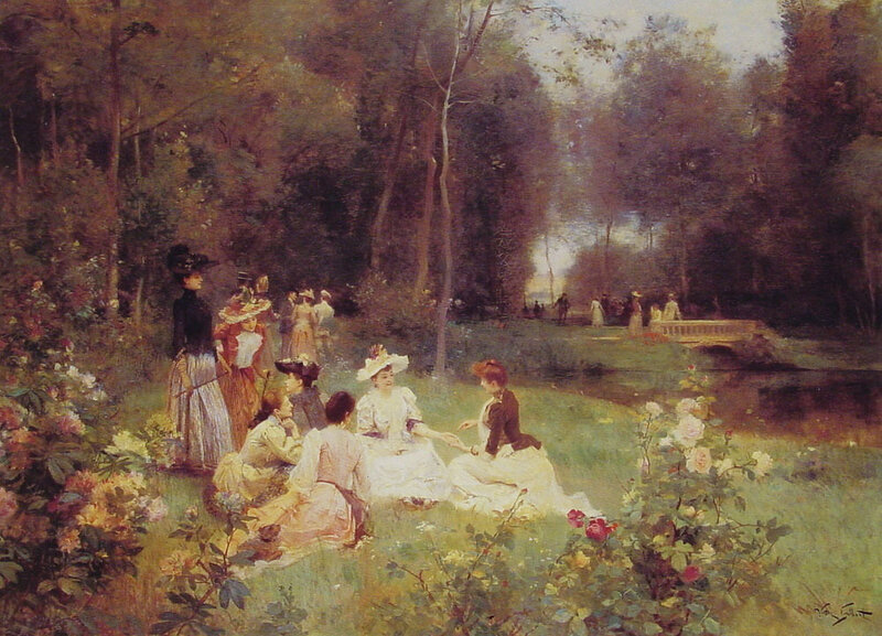 Women in a garden gathering
