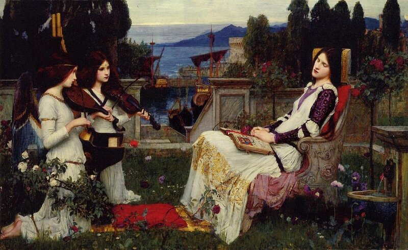 Women in a garden with music