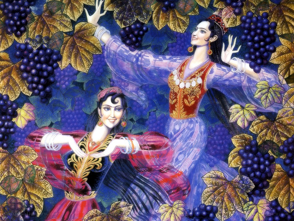 Women in a grape vineyard