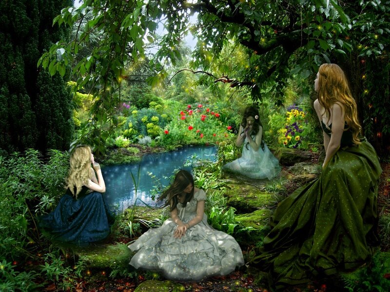 Women in a magical garden
