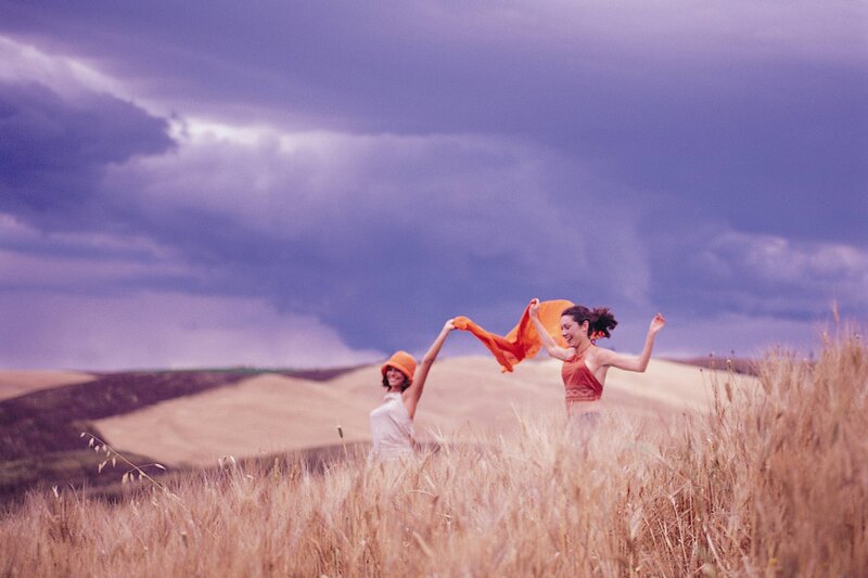 Women in a wheat field
