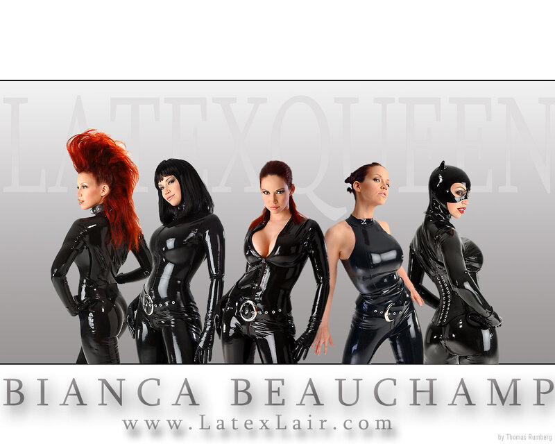 Women in black latex suits