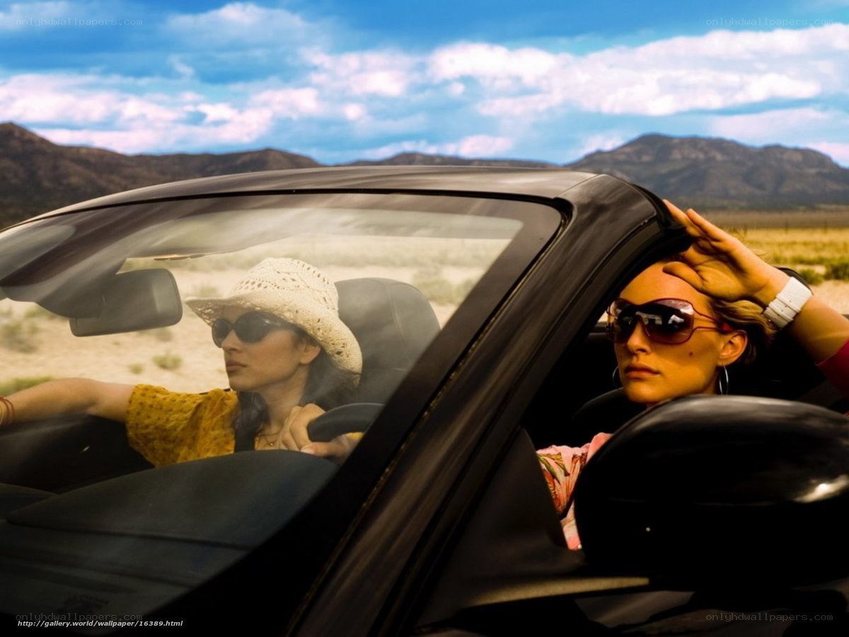 Women in convertible car