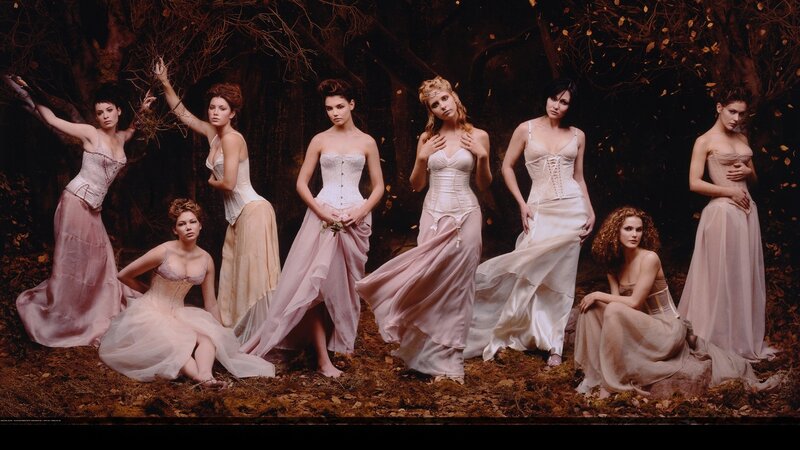 Women in corset gowns