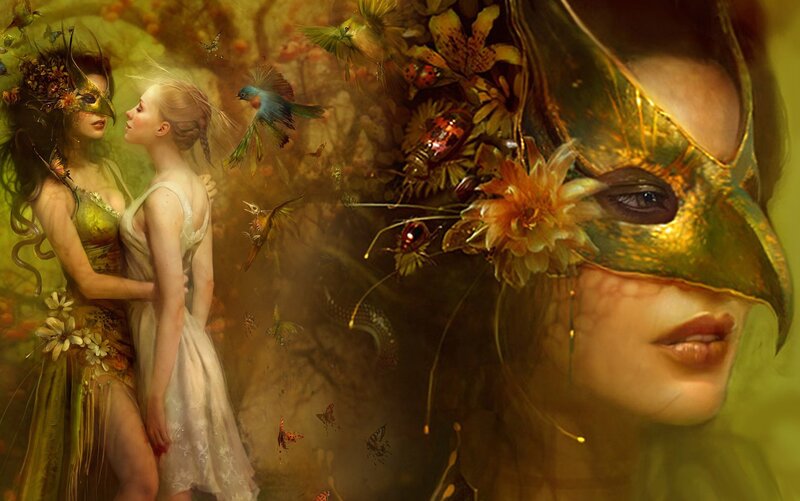 Women in Floral Masks