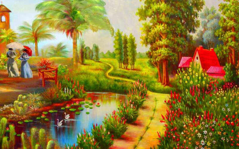 Women in Garden Landscape
