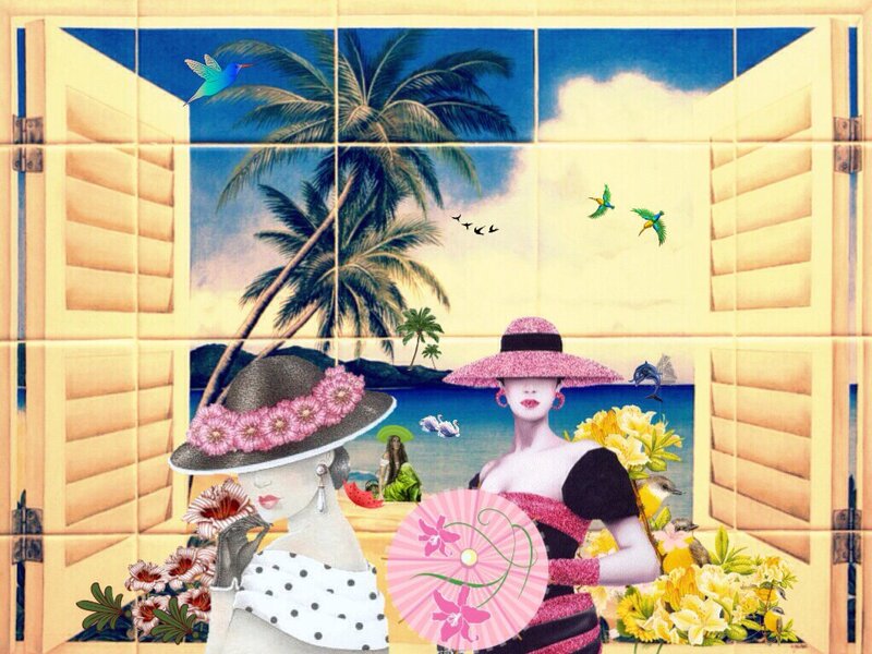 Women in Hats on Beach