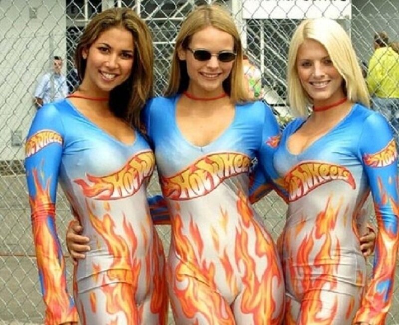 Women in Hot Wheels costumes