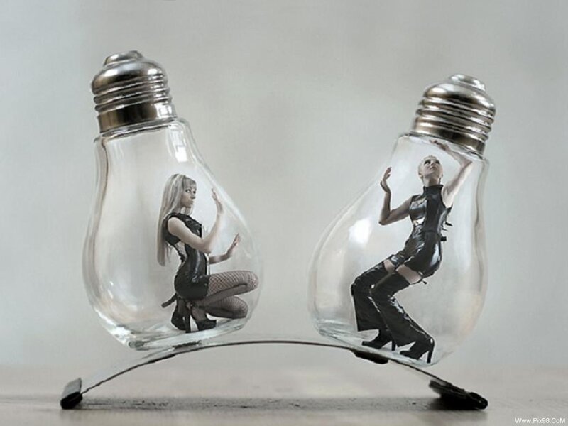 Women in Light Bulbs — White