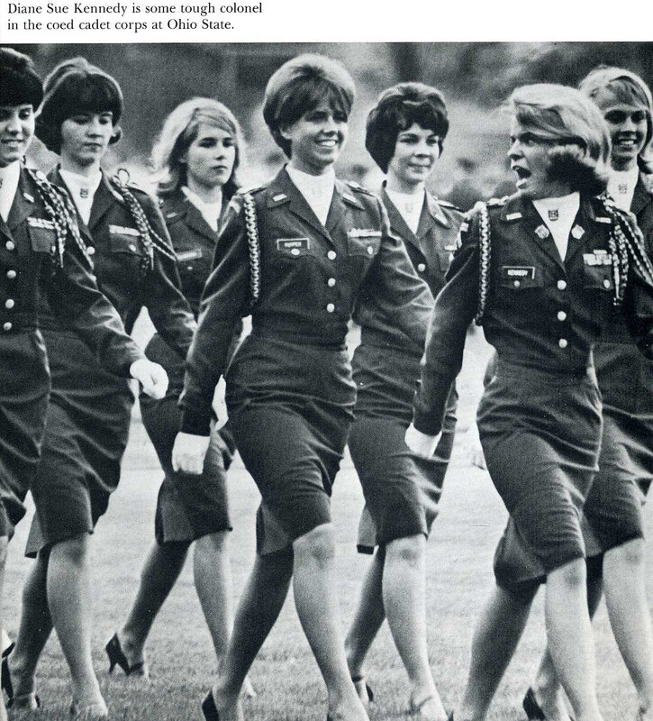 Women in military uniforms marching