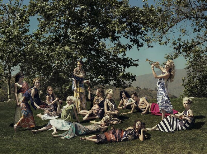 Women in Patterned Dresses