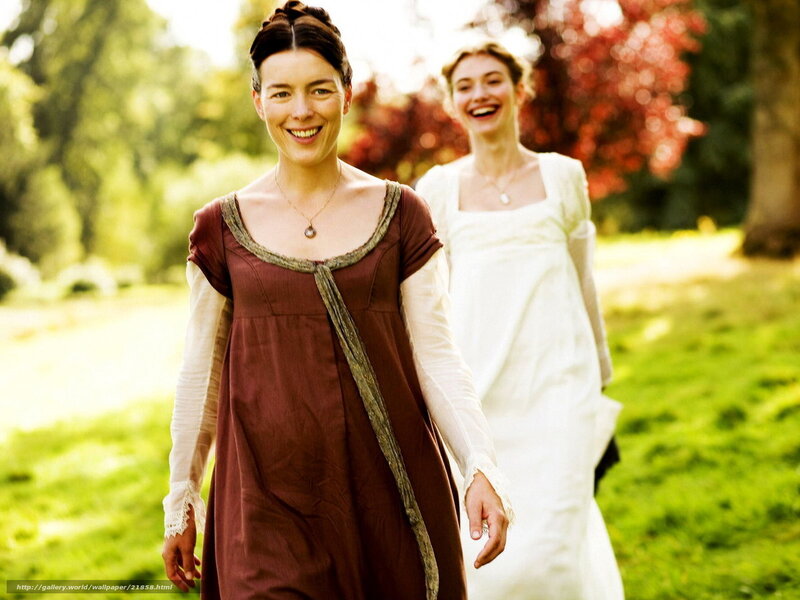 Women in period dresses walking